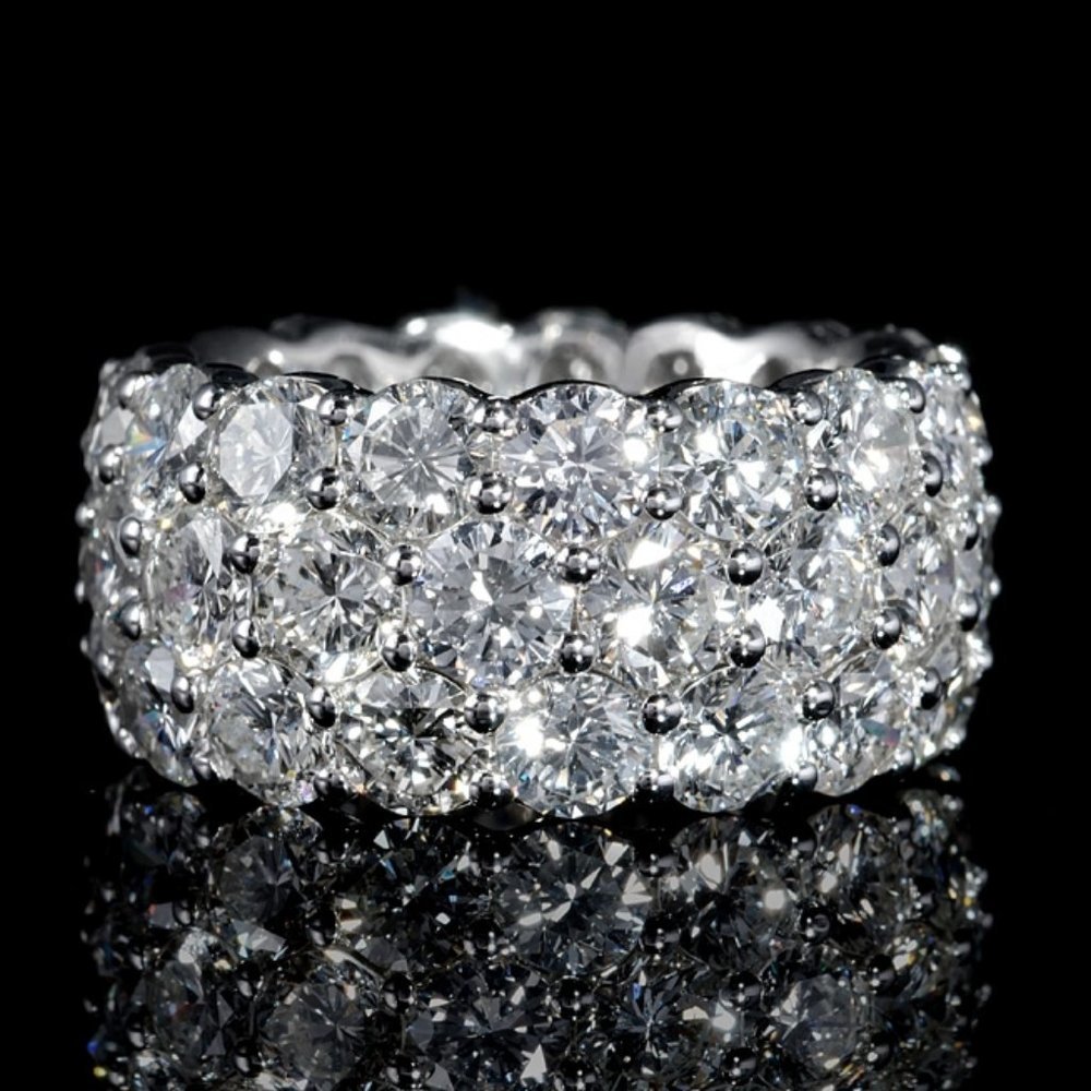 🎁925 Silver Plated Party  Oval Gems Three  Promise Eternity Ring, UNVN12252